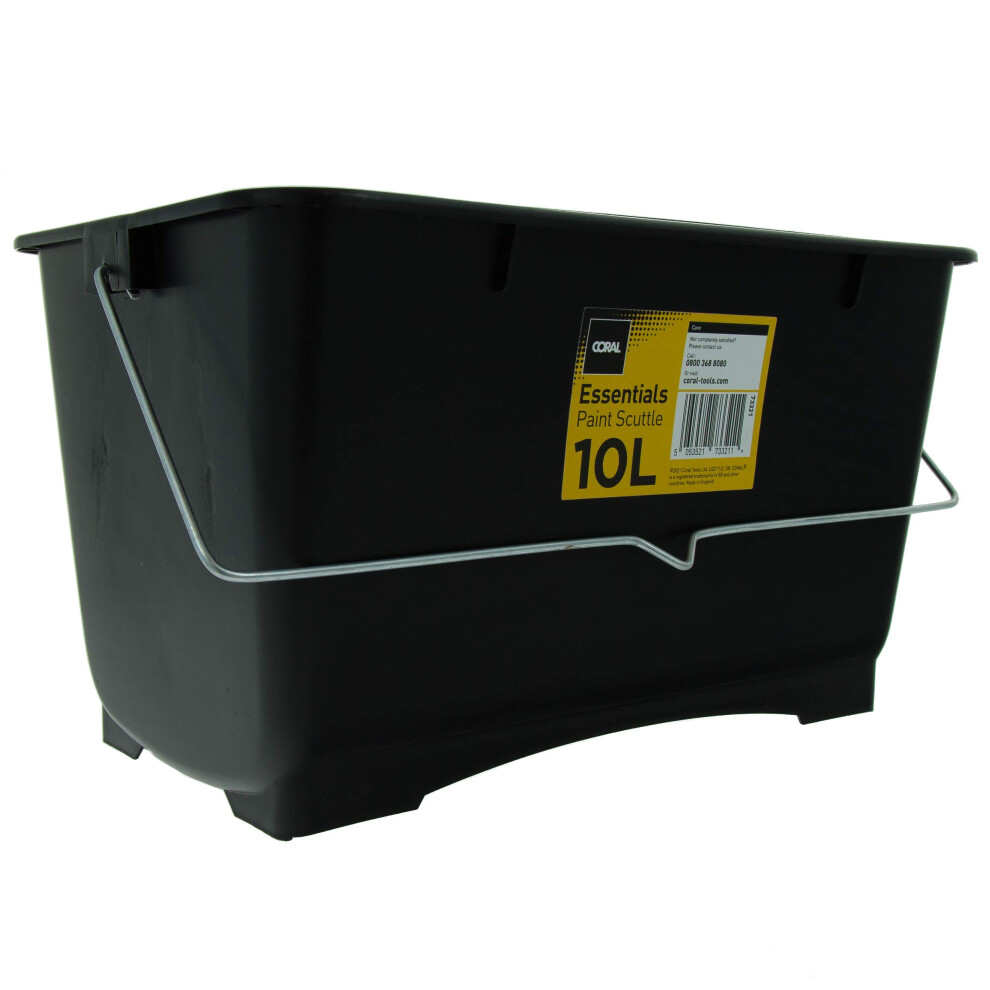 Coral 73321 Essentials Plastic Paint Scuttle Container with Metal Handle for Paints and Paste 10 Litre, Black-image-OPC-PHTM7XM-NEW