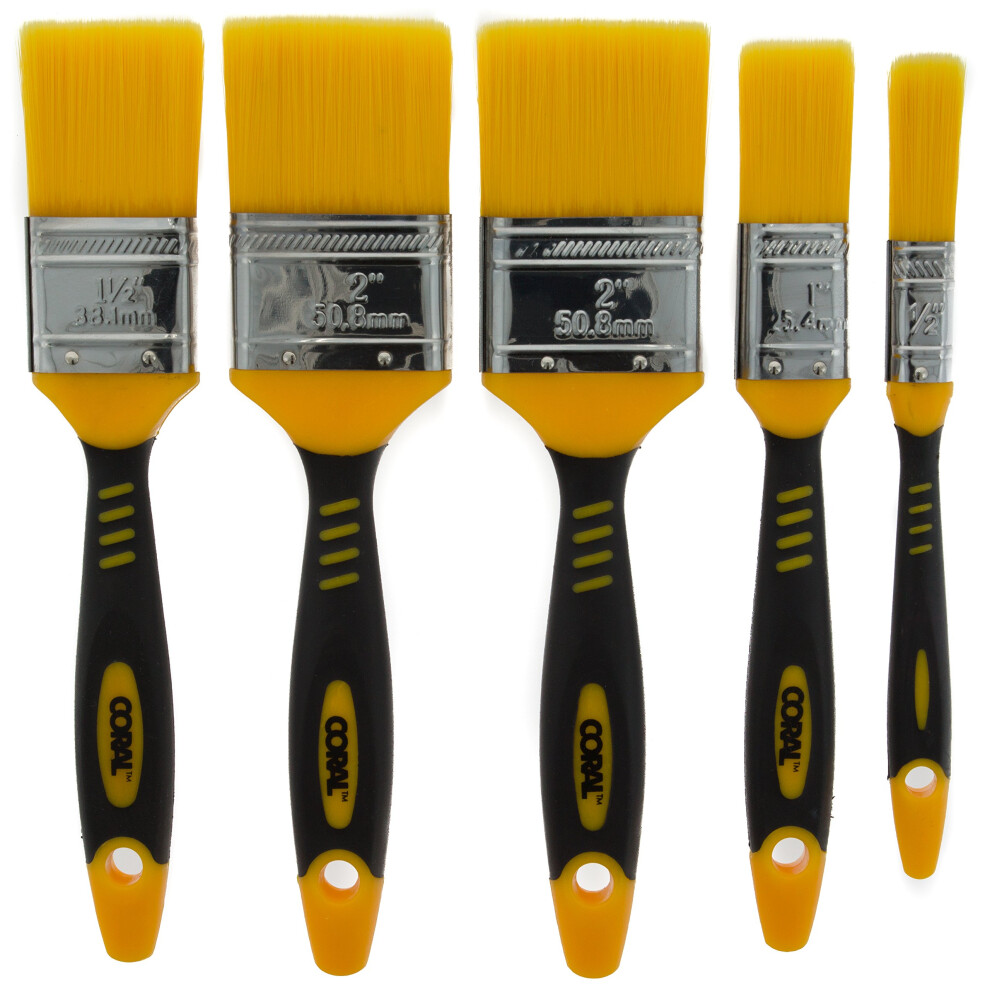 Coral 31417 Zero-Loss 5 Paint Brush Set For A Seriously Good Finish And No Bristle Loss Set 5 Piece Brush Pack 1014171974618
