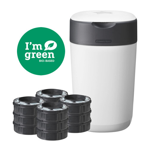 Tommee Tippee Tommee Tippee Twist & Click Nappy Bin Starter Set, White + 1 Refill 2