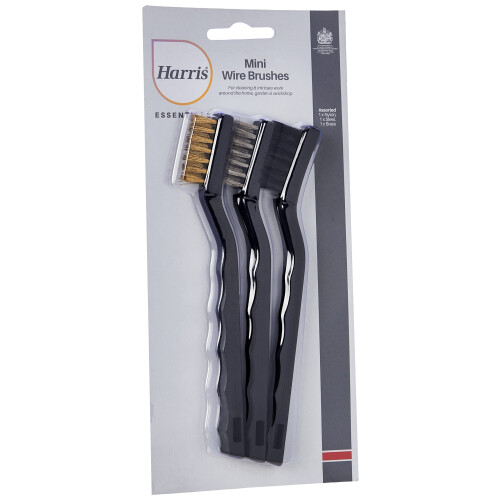Harris Harris Essentials Mini Wire Brush 3 Pack, Nylon, Steel & Brass