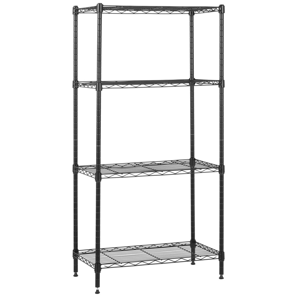 Amazon Basics 4-Shelf Narrow Storage Unit With Height Adjustable Shelves & Levelling Feet, 363kg Max Weight, Black, 60.1 cm D x 35.6 cm W x 121.9 cm H