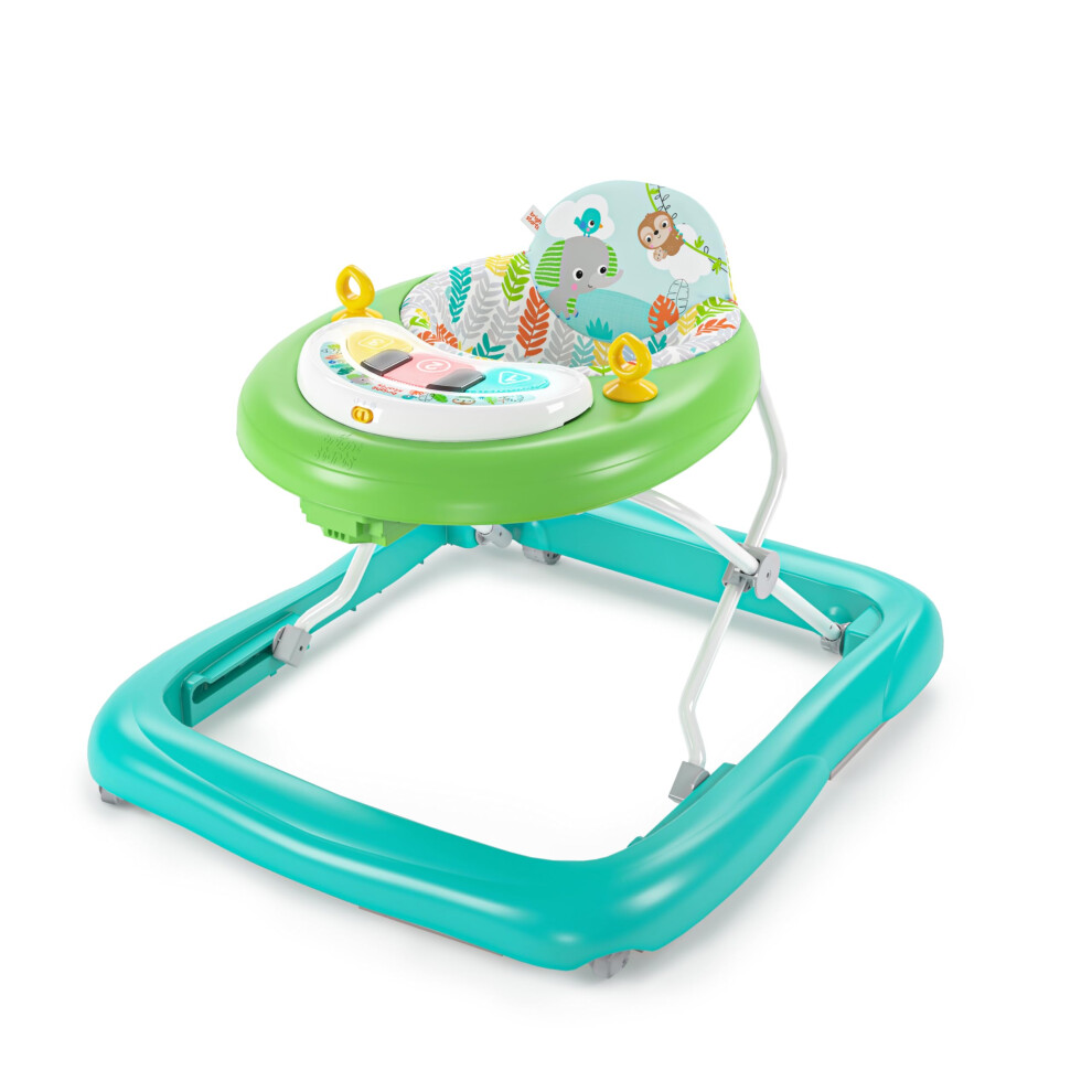 Bright Starts Tiny Trek Jungle Vines 2-in-1 Baby Walker, Piano Toy, Lights & Sounds