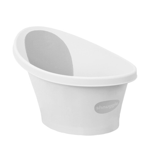 Shnuggle Shnuggle Newborn Baby Bath, Built in Support, White/Grey + Folding Stand 2