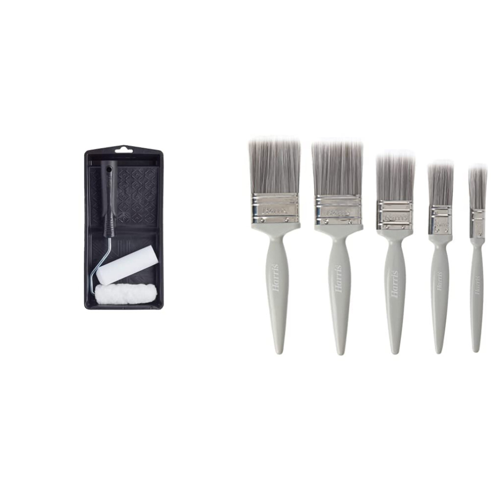 Harris Essentials Mini Roller Set, Tray, Frame, 4" Sleeves, Brush Set