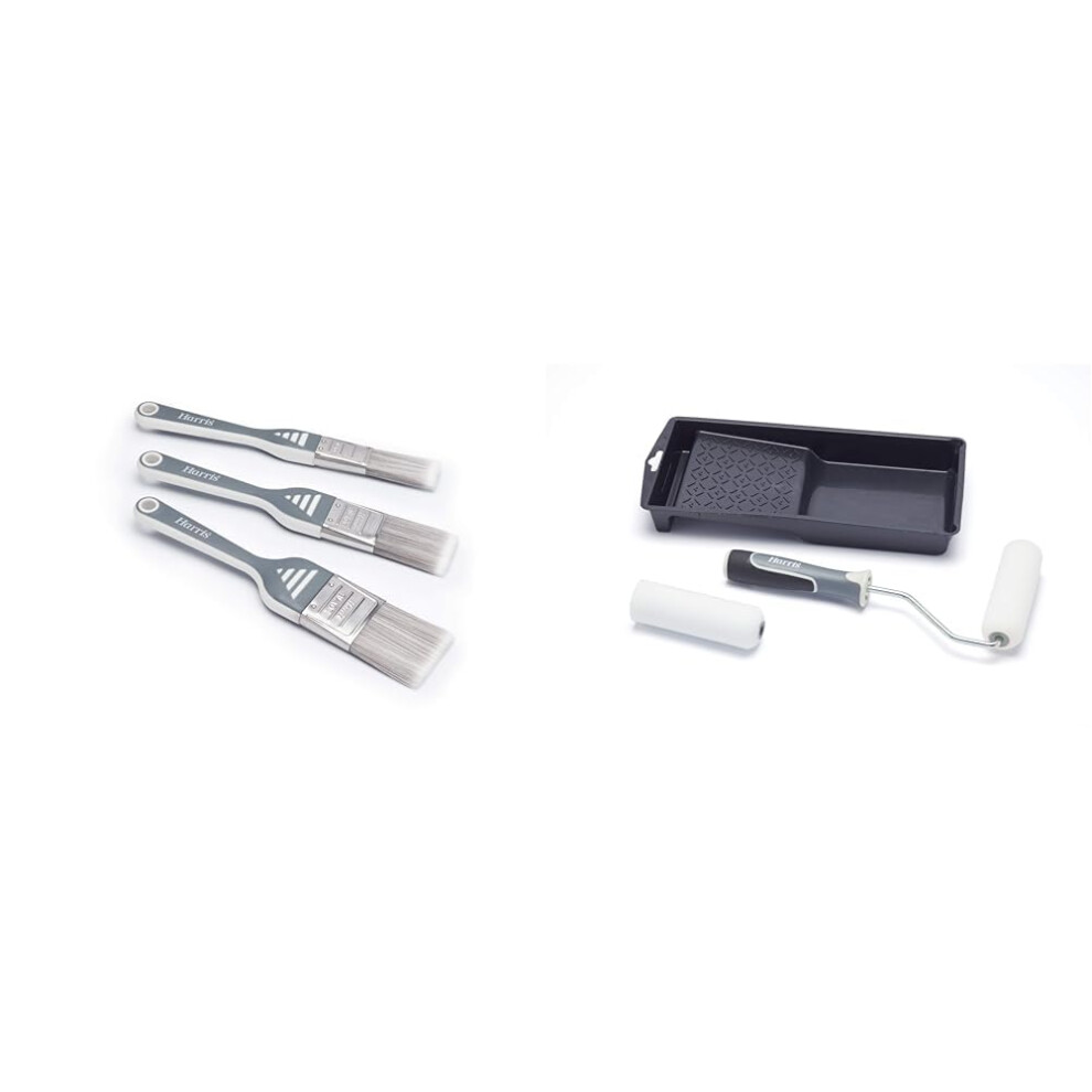 Harris Ultimate Blade Brush 3 Pack, 1-2" & Woodwork Roller Set, 4
