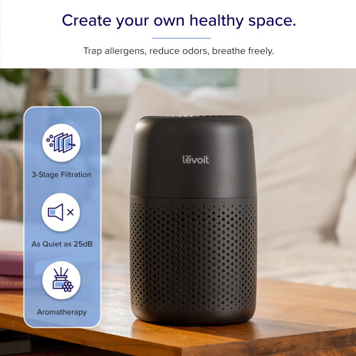 Levoit LEVOIT Air Purifier Core Mini, HEPA Filter, Quiet, Black 2