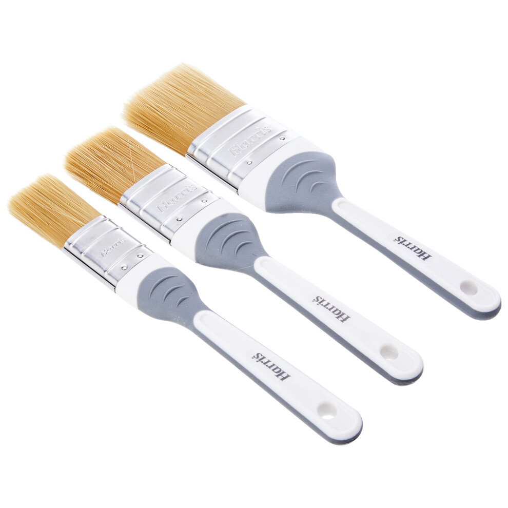 Harris 102021060 Seriously Good Woodwork Stain & Varnish Paint Brushes, 3 Brush Pack, 1", 1.5", 2", Grey