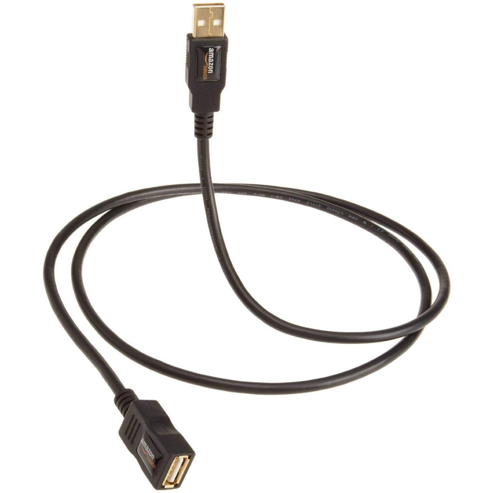 Amazon Basics USB-A 2.0 Extension Cable, for Printer, Mouse or Keyboard, Male to Female, 480Mbps Transfer Speed, 3 m, Black