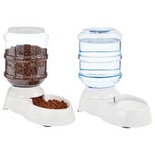 Amazon Basics Dog and Cat Feeder Dispenser for Food and Water, Small, Pack of 2, Grey