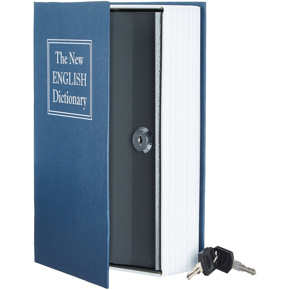 Amazon Basics Book Safe- Key Lock- Large, Blue