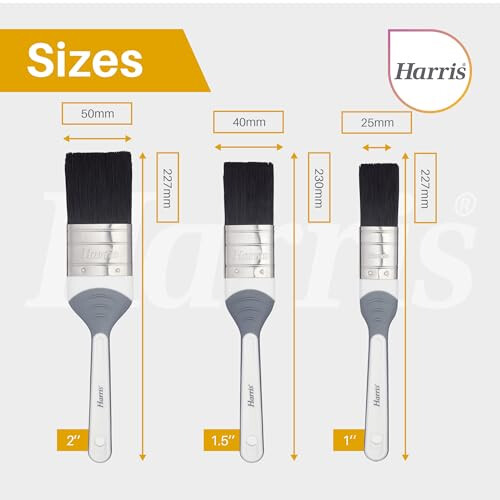 Harris Harris Seriously Good 3 Pack Gloss Flat Brush Set, 1in, 1.5in, 2in, Angled 2