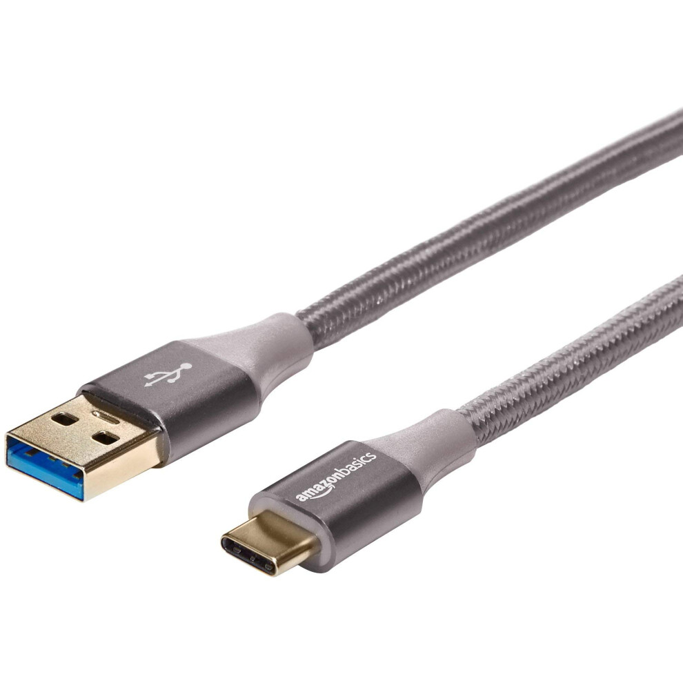 Amazon Basics USB-C to USB-A 3.1 Charger Cable, Nylon Braided, 3m