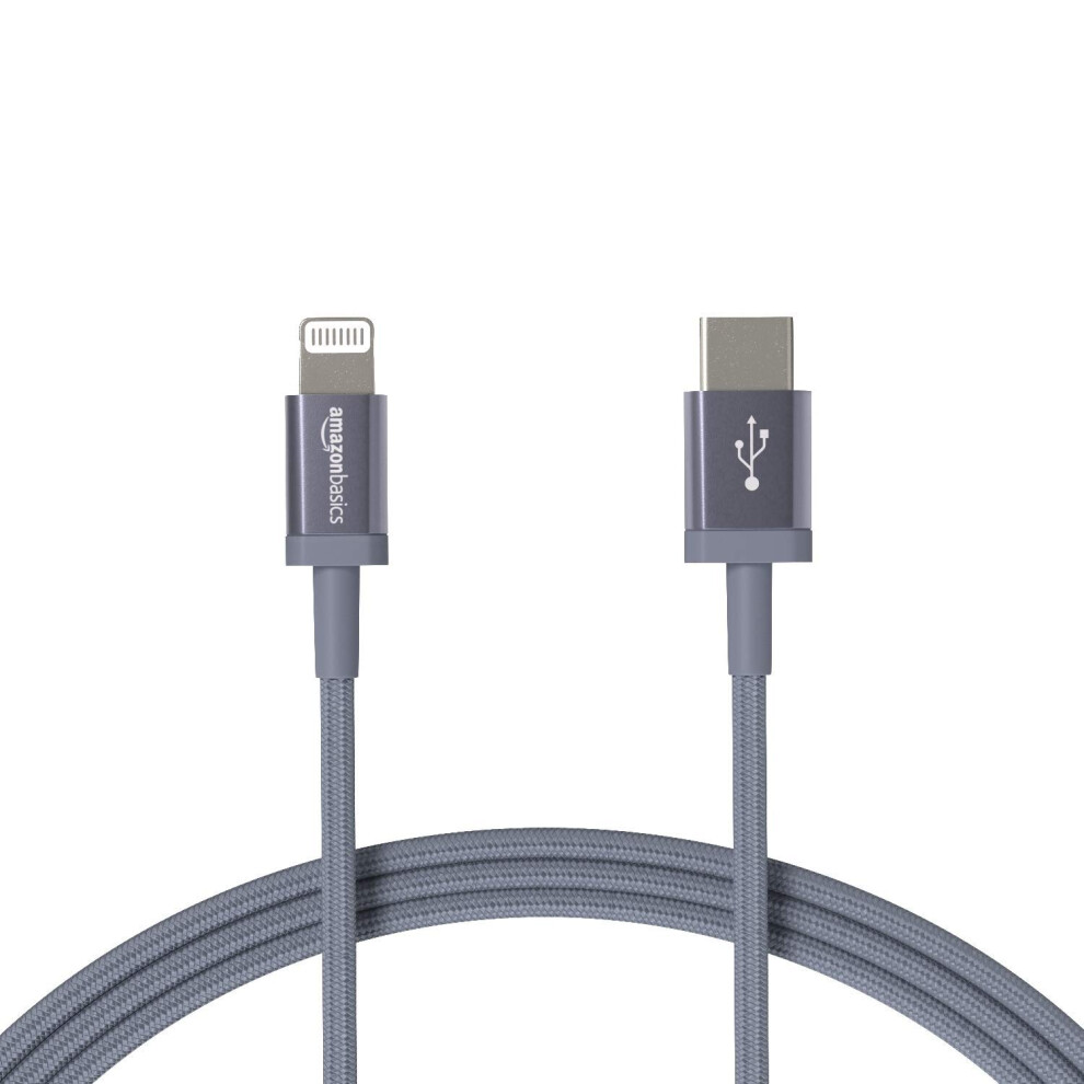 Amazon Basics USB-C to Lightning Charger Cable, MFi Certified, 6ft, Dark Gray