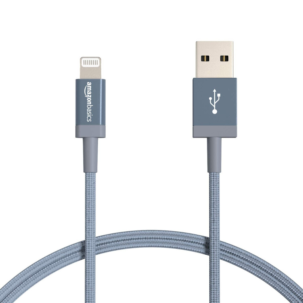 Amazon Basics USB-A to Lightning Cable, Nylon Braided, 0.9m