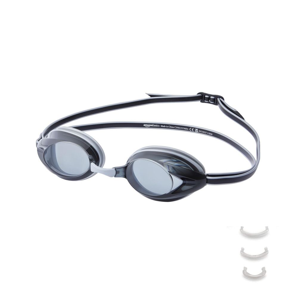 Amazon Basics Unisex Adult Swimming Goggles, One Size, Silver