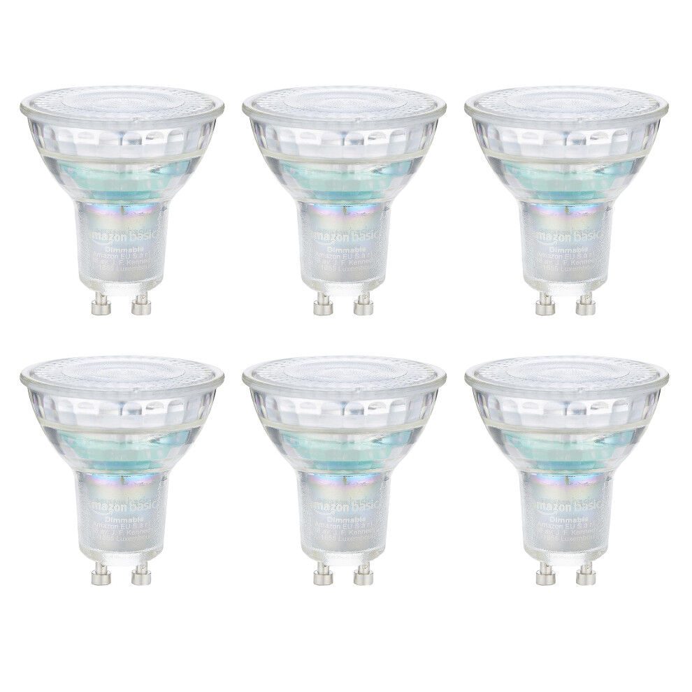 Amazon Basics Professional LED GU10 Spotlight Bulb, 4.8W (equivalent to 50W) Warm White, Dimmable (6-Pack)