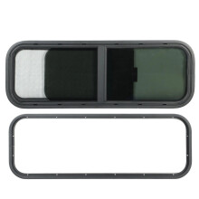 Premium 900x300mm Zwarte Gehard Glas Ronde Hoek Schuif RV Raam met Zonwering voor Campertrailers
