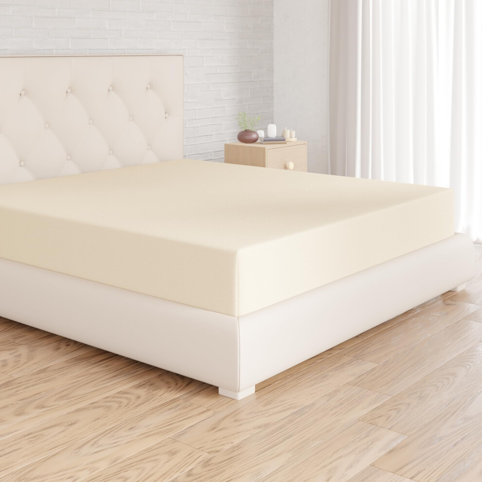 Amazon Basics Soft Microfibre Super King Fitted Sheet, Deep Pocket 12 inch (30 cm), Beige