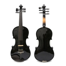 Elegant Full-Size 4/4 Black Electric Acoustic Violin with Case & Bow - 6 Strings