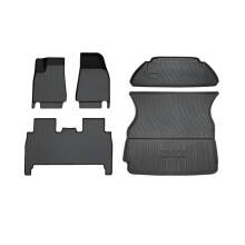 Tesla Model X 2017-2020 All-Weather TPE Floor Mats Full Set: 5, 6, 7 Seats Waterproof Front, Rear, Cargo Liner & Trunk Mats