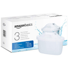 Amazon Basics Water Filter Cartridges, fits and compatible with all BRITA jugs incl PerfectFit, 3 Count (Pack of 1)