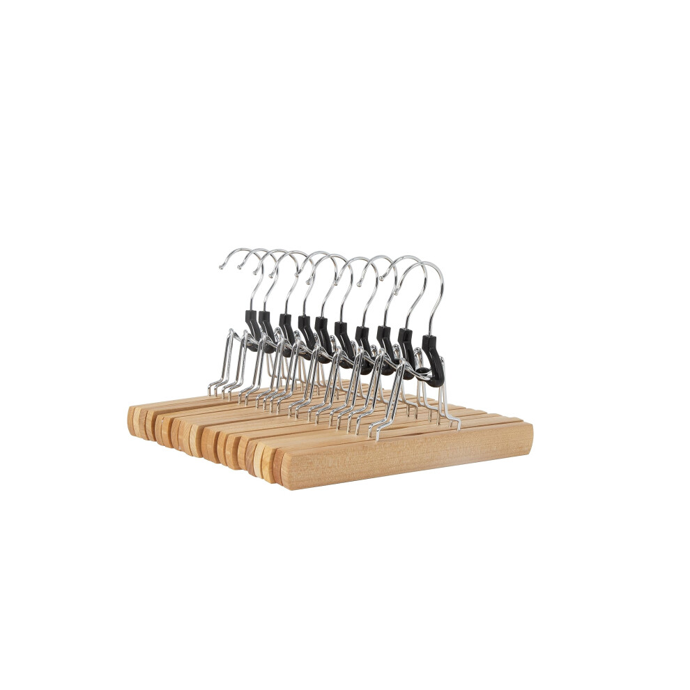 Amazon Basics Wooden Pants Hangers, 10-Pack, 25 cm, Natural