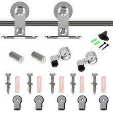 CCJH Stainless Steel Sliding Barn Door Hardware Kit with T-Type Roller Hanger for Single Door - Fits 6ft to 5.5ft
