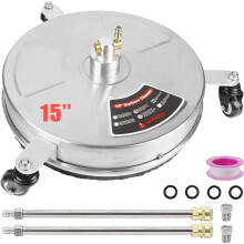 Stainless Steel High Pressure Surface Cleaner with 3 Wheels, 1/4 Quick Connector, 2 Extension Wands & Replaceable Nozzles - 4000 PSI