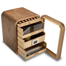 Gebogen Ebony Cedarwood Sigarenhumidor - Stijlvol Licht Luxe Kastje