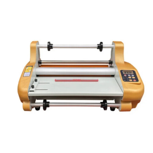 Versatile A3 Laminating Machine: Single/Double Sided, Cold/Hot, 4-Roll Fast Preheating with Precoating Capability