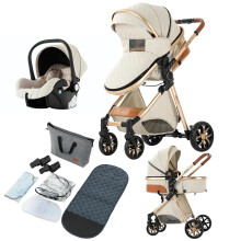 Luxe 3-in-1 Babywagen 2024 – Hoogland Nieuwegeboren Reistrolley voor Moderne Moeders