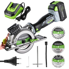 WorkPro 20V 750W elektrische cirkelzaag met lasergeleider en schaalliniaal - veelzijdige handcirkelzaag voor tegels en hout