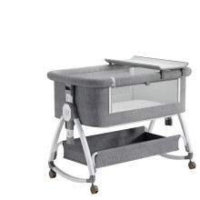 Adjustable Baby Bedside Crib with Diaper Table & Mattress - Newborn Bassinet & Splicing Bed
