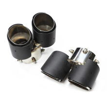 BMW 840i G14/G15/G16 Carbon Fiber Exhaust Tips - Black Stainless Steel Muffler Nozzle Pair