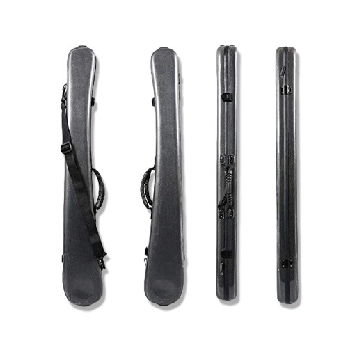 Durable Carbon Fiber Bass Bow Case - Hard Shell, Holds 2 Bows, Lightweight with Removable Strap