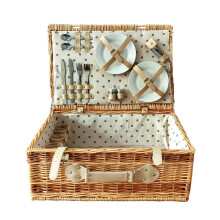 Rattan Woven Picnic Basket Set - Large Outdoor Storage for Wilderness Adventures and Wild Potlucks