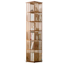 360 Rotating Bamboo Bookcase - Creative Layered Storage Solution for Study and Living Room