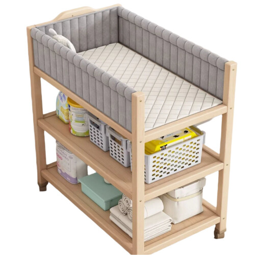 Premium Beech Wood Diaper Changing Table with Solid Wood Frame & Cotton Mat