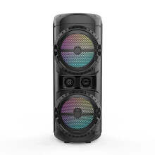 High-Power 160W Portable Bluetooth Speaker with Dual 12-Inch Subwoofers, Karaoke Function, Wireless Mic & FM Radio