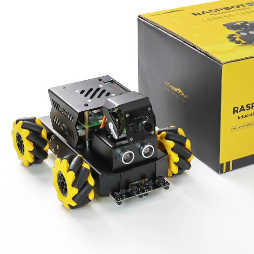 Raspberry Pi 5 Mecanum 4WD Robot Car Kit with AI Vision & Camera - DIY Educational Set for Beginners with ROS2 Humble & Python Programming
