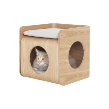 Veelzijdig houten huisdiermeubilair: Afneembaar en wasbaar boomgat nest voor katten, honden en mensen - Universele theetafel en kruk