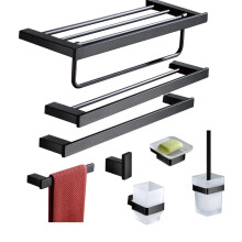 Luxury Black Stainless Steel Custom Bathroom Accessories Set - 8 Piece