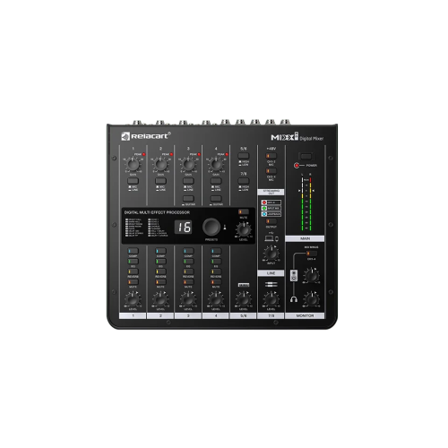 Relacart MIXX8: 8-Channel Digital Mixer with USB Interface and Built-in Audio Processing for Live Streaming