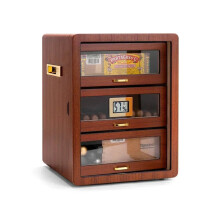Elegant Cedar Wood Cigar Humidor with Hygrometer & Humidifier - 3-Layer Piano Finish Storage Box