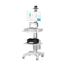 Mobiele monitorstand met wieltjes en planken voor magazijn- en verpleegwagen - veelzijdige computer- en notitieboekhouder