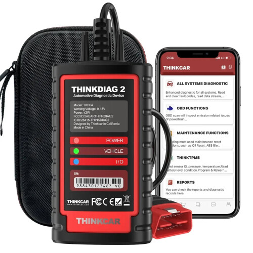 Thinkcar ThinkDiag 2 OBD2 Scanner - Bluetooth All-System Ondersteuning met CAN FD Protocolen & Volledige Auto Software, 1 Jaar Gratis Toegan