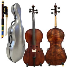 Mastercraft Hand-Carved Left-Handed Cello 4/4 - Premium Old Spruce with Hard Case & Bow