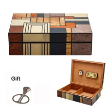 Premium Cedar Wood Cigar Humidor Box with Detachable Tray & Cutter - Holds 30 Cigars, Perfect Gift