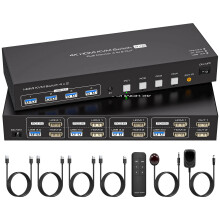 Ultieme 4K Dual Monitor HDMI KVM Switch - Naadloos 4 computers verbinden met 2 monitoren met ondersteuning voor 2K 120Hz en USB 3.0-kabels