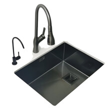 Nano Black 304 Stainless Steel Kitchen Sink - Versatile Above Counter or Undermount Vegetable Washing Basin with Single Bowl Design
